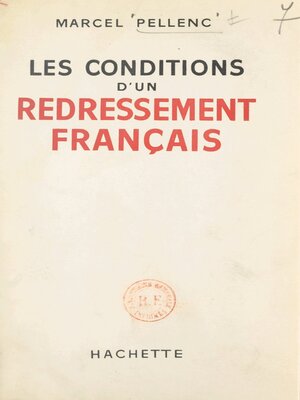 cover image of Les conditions d'un redressement français